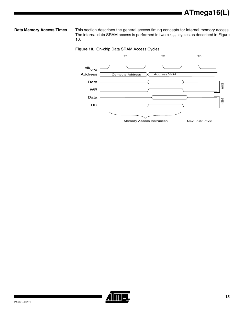 Data memory access times, Atmega16(l) | Rainbow Electronics ATmega64L User Manual | Page 15 / 298