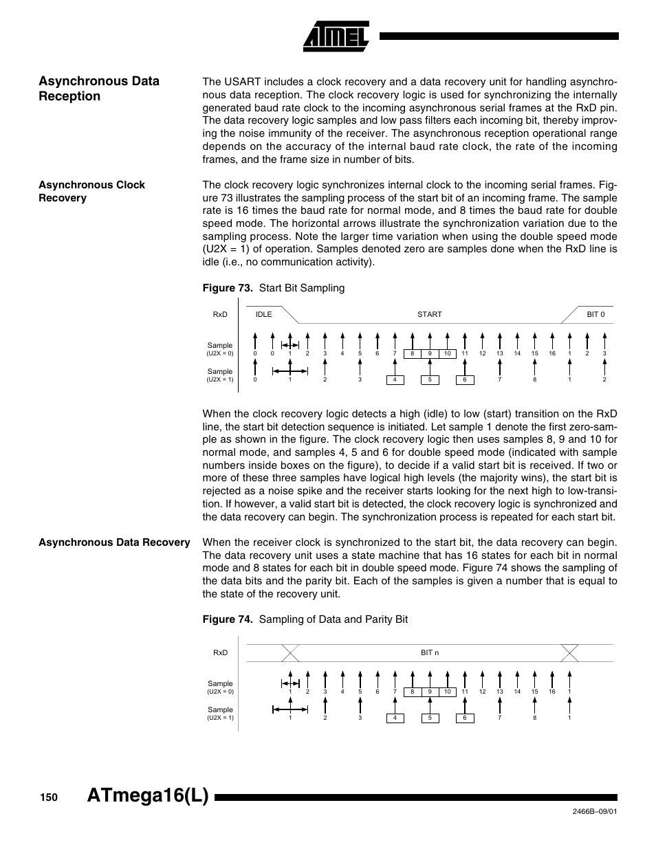 Asynchronous data reception, Asynchronous clock recovery, Asynchronous data recovery | Atmega16(l) | Rainbow Electronics ATmega64L User Manual | Page 150 / 298