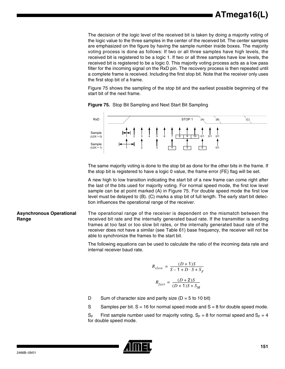 Asynchronous operational range, Atmega16(l) | Rainbow Electronics ATmega64L User Manual | Page 151 / 298