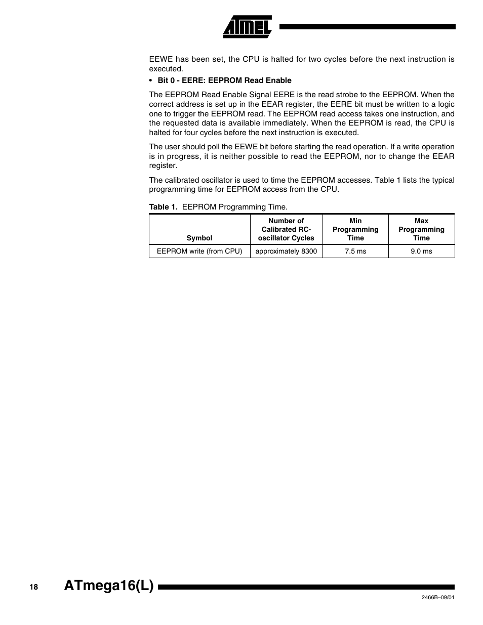 Table 1. a s, Atmega16(l) | Rainbow Electronics ATmega64L User Manual | Page 18 / 298