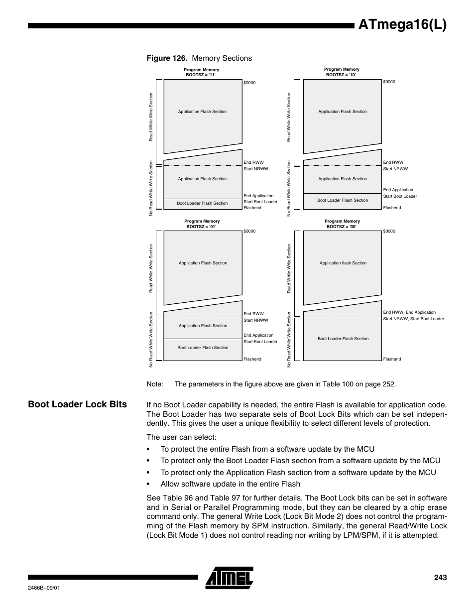 Boot loader lock bits, Figure 126), Figure 126. t | Atmega16(l) | Rainbow Electronics ATmega64L User Manual | Page 243 / 298