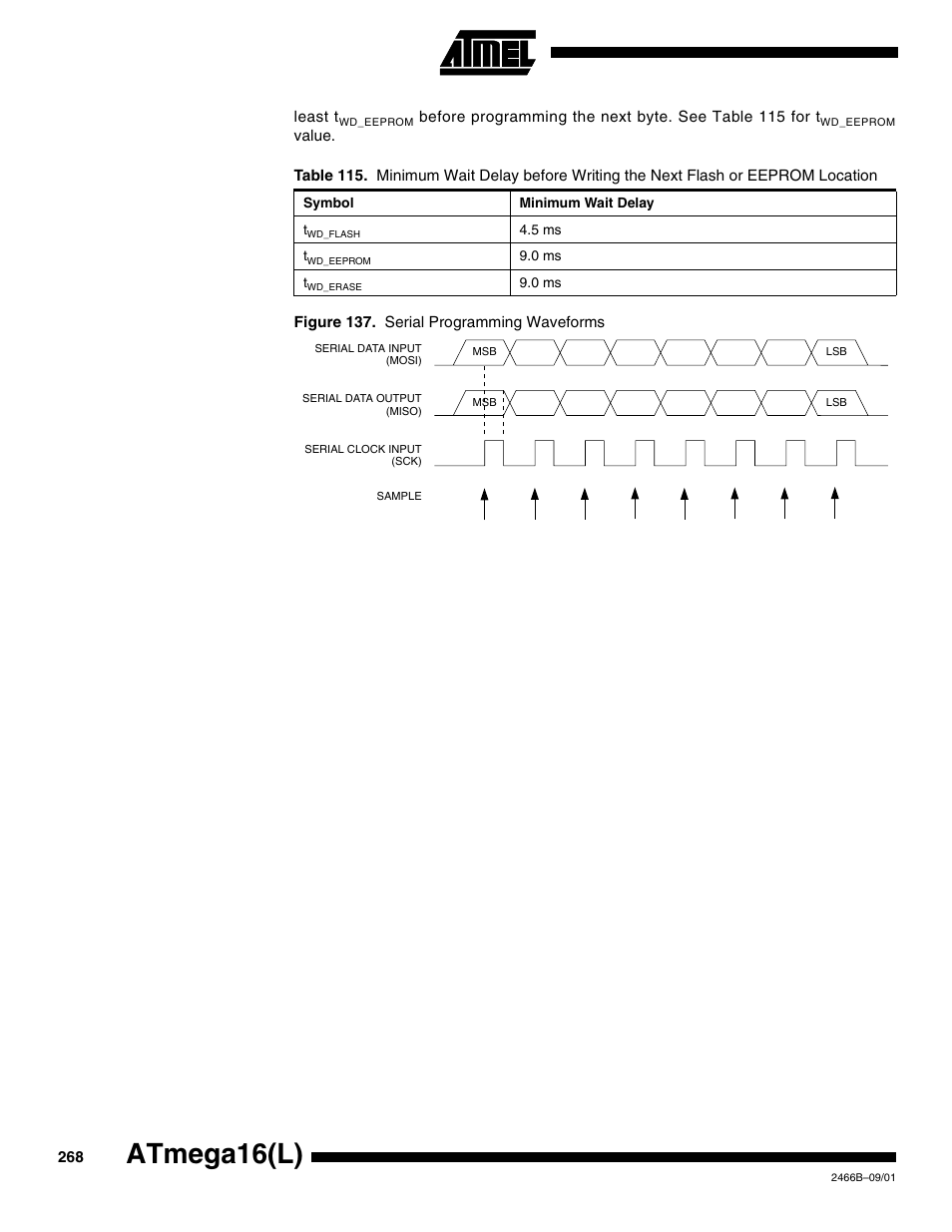 Figure 137, f, Table, Table 115) | E table 115, Atmega16(l) | Rainbow Electronics ATmega64L User Manual | Page 268 / 298