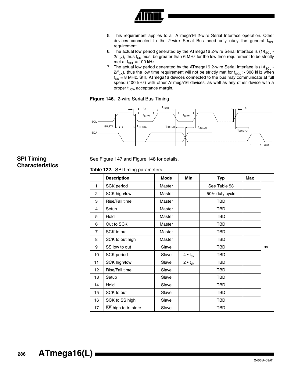 Spi timing characteristics, Figure 146, Atmega16(l) | Rainbow Electronics ATmega64L User Manual | Page 286 / 298