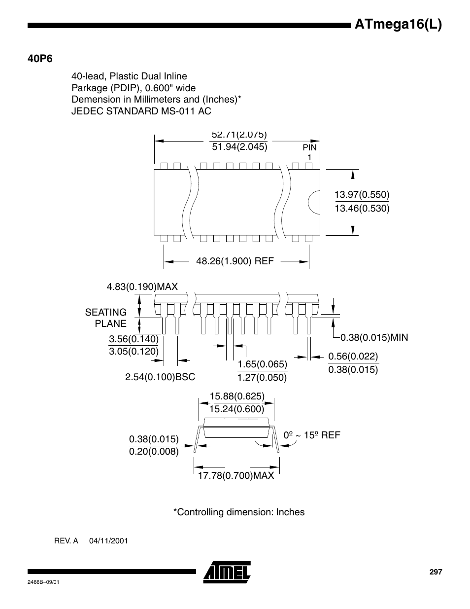40p6, Atmega16(l) | Rainbow Electronics ATmega64L User Manual | Page 297 / 298