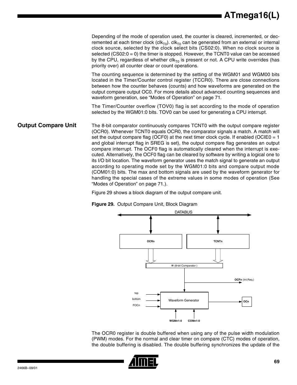 Output compare unit, Atmega16(l) | Rainbow Electronics ATmega64L User Manual | Page 69 / 298