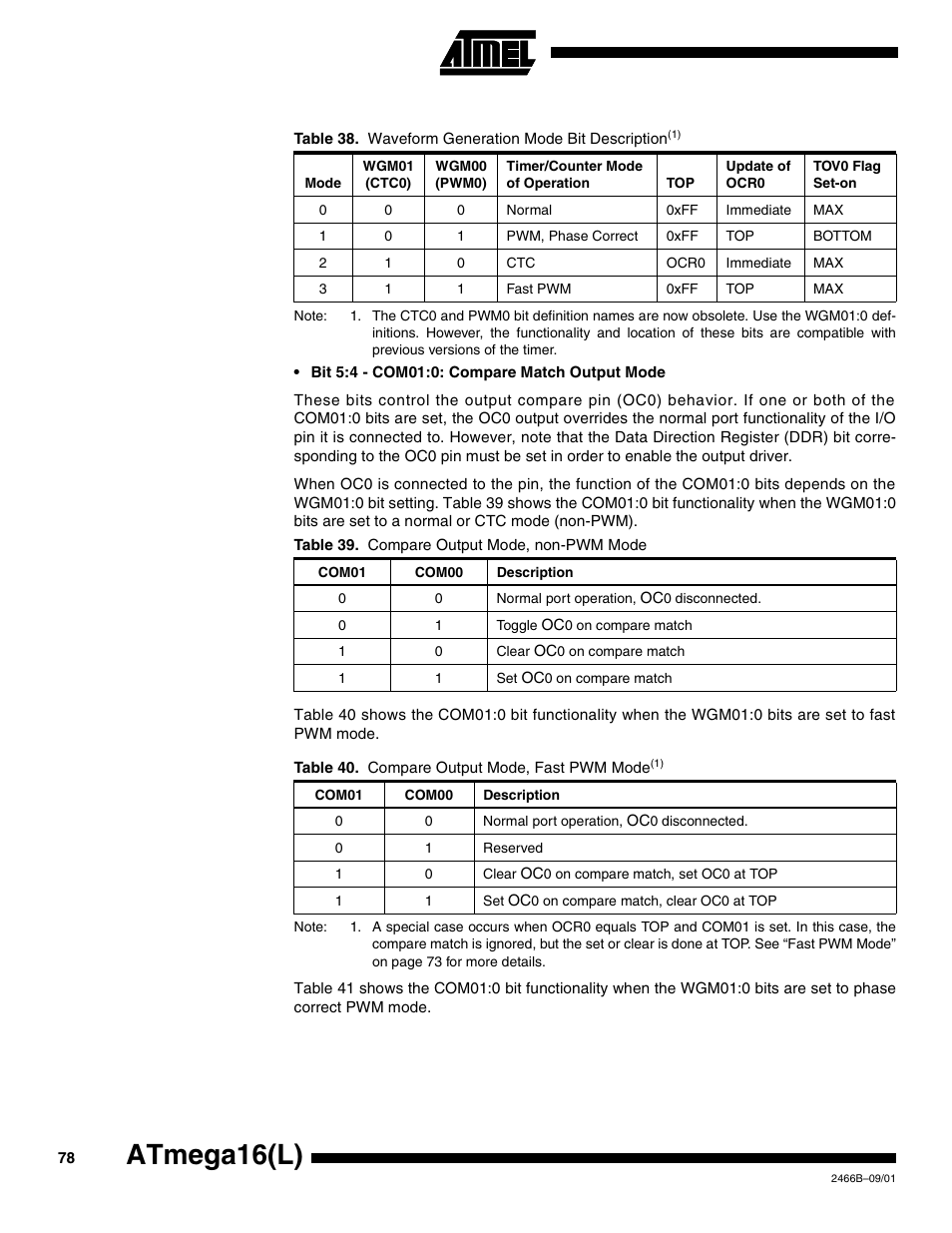 Atmega16(l) | Rainbow Electronics ATmega64L User Manual | Page 78 / 298