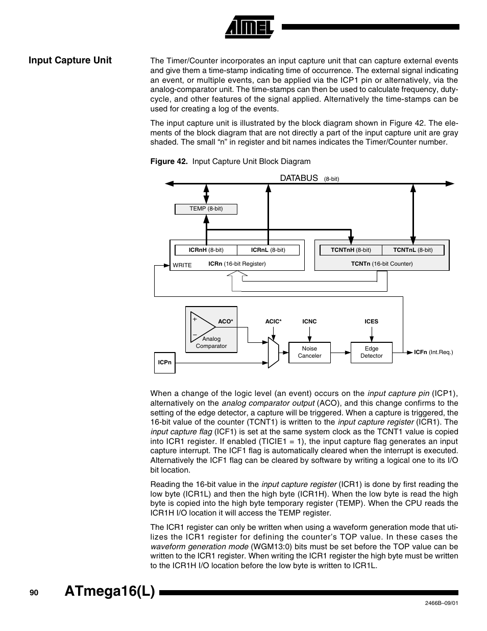 Input capture unit, Atmega16(l) | Rainbow Electronics ATmega64L User Manual | Page 90 / 298