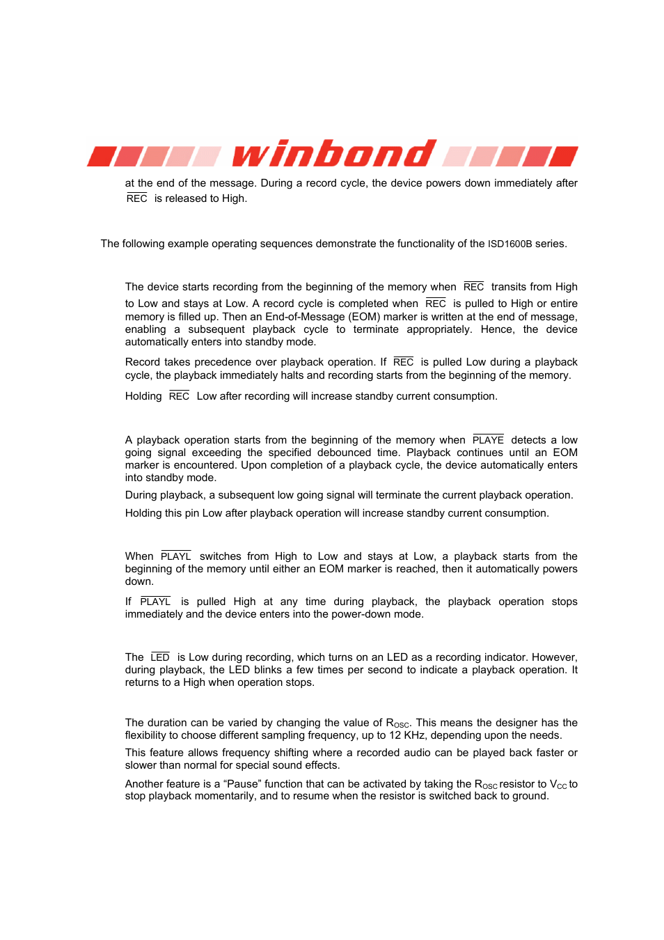 Isd1600b series | Rainbow Electronics ISD1600B User Manual | Page 10 / 23