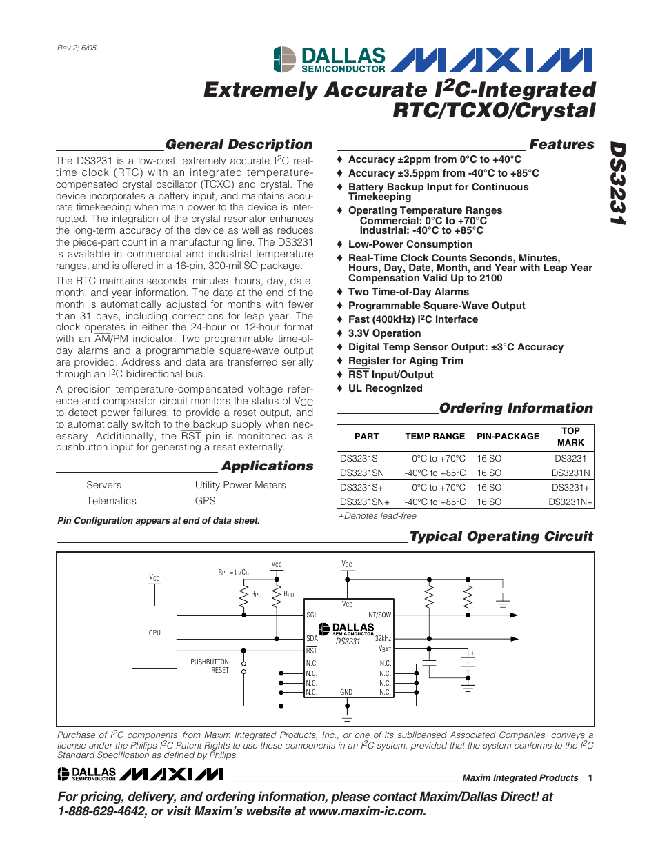 Rainbow Electronics DS3231 User Manual | 19 pages