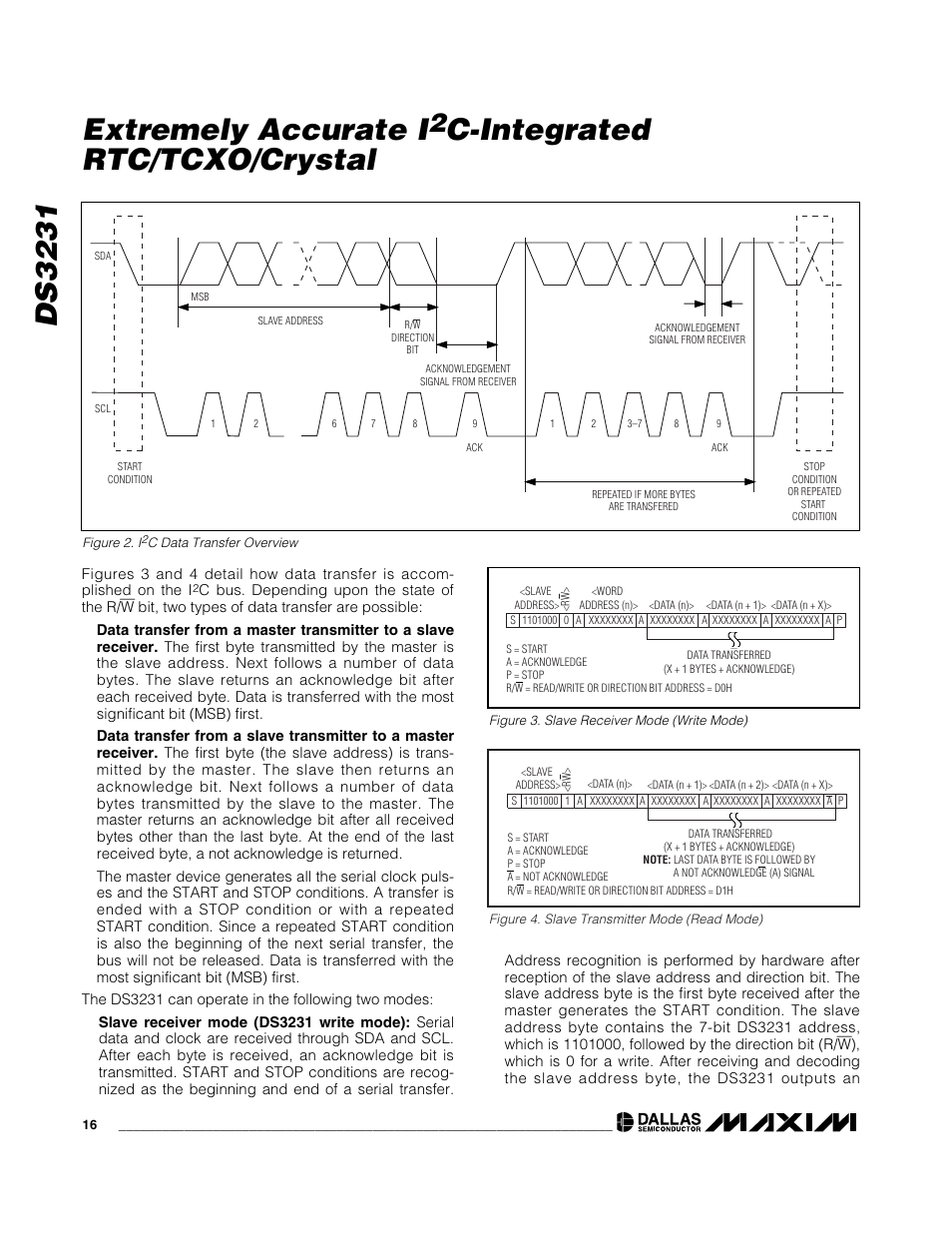 Ds3231, Extremely accurate i, C-integrated rtc/tcxo/crystal | Rainbow Electronics DS3231 User Manual | Page 16 / 19