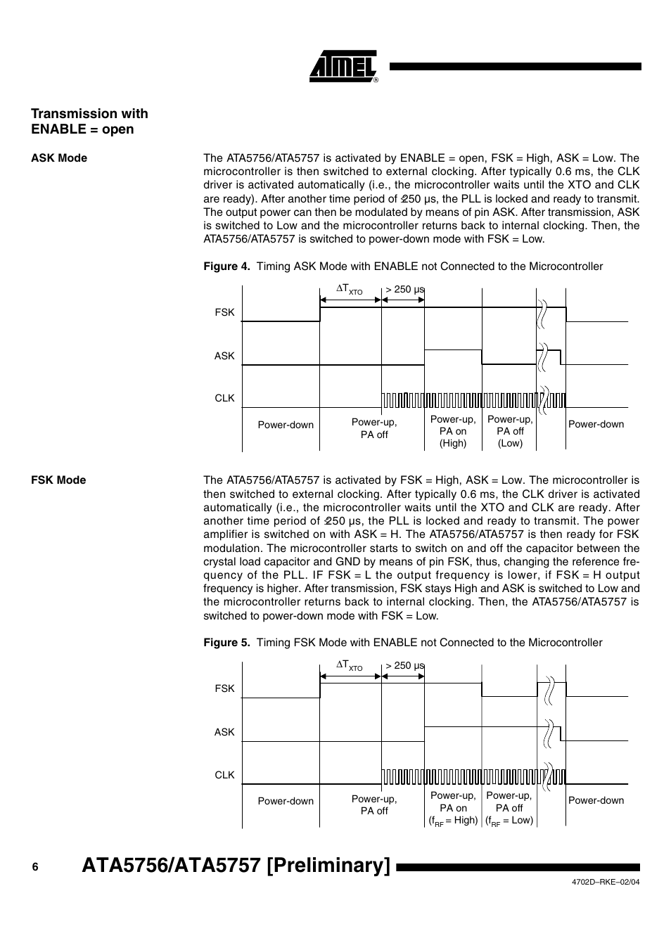 Transmission with enable = open | Rainbow Electronics ATA5757 User Manual | Page 6 / 19