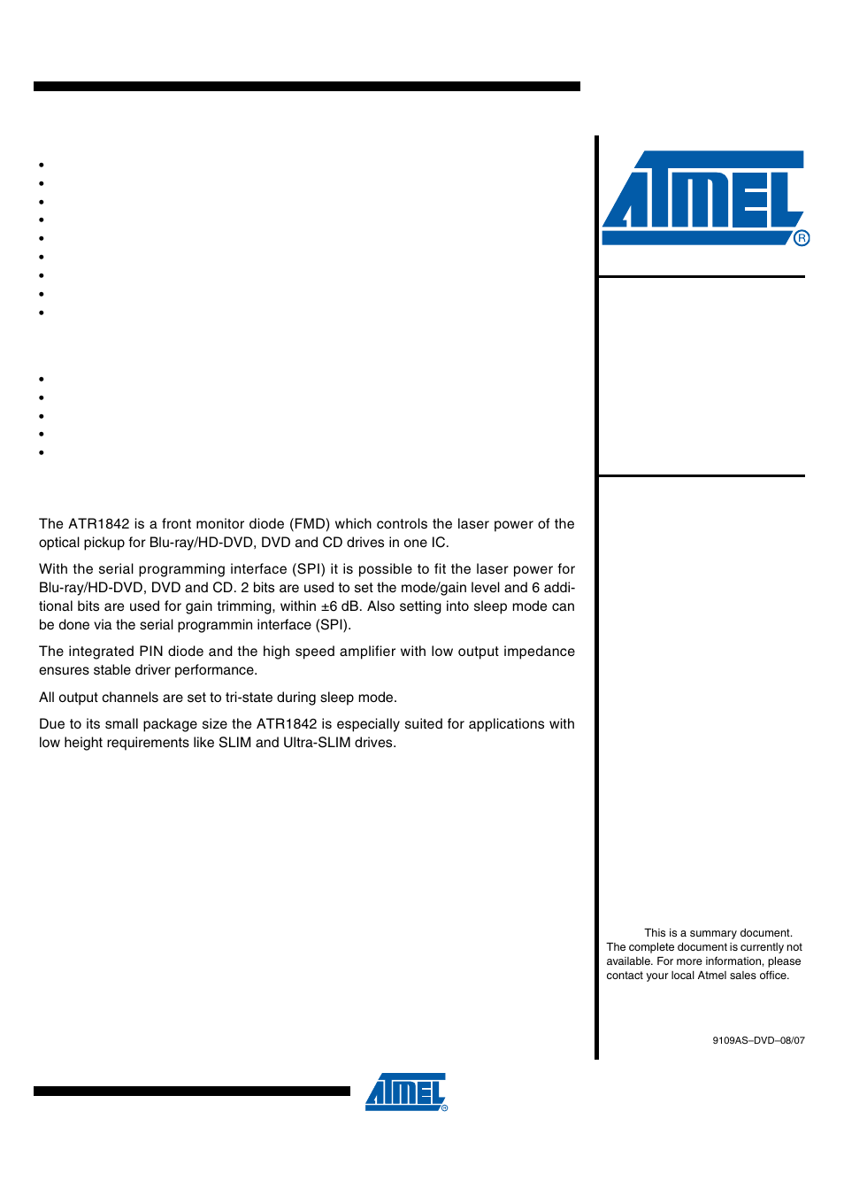 Rainbow Electronics ATR1842 User Manual | 8 pages