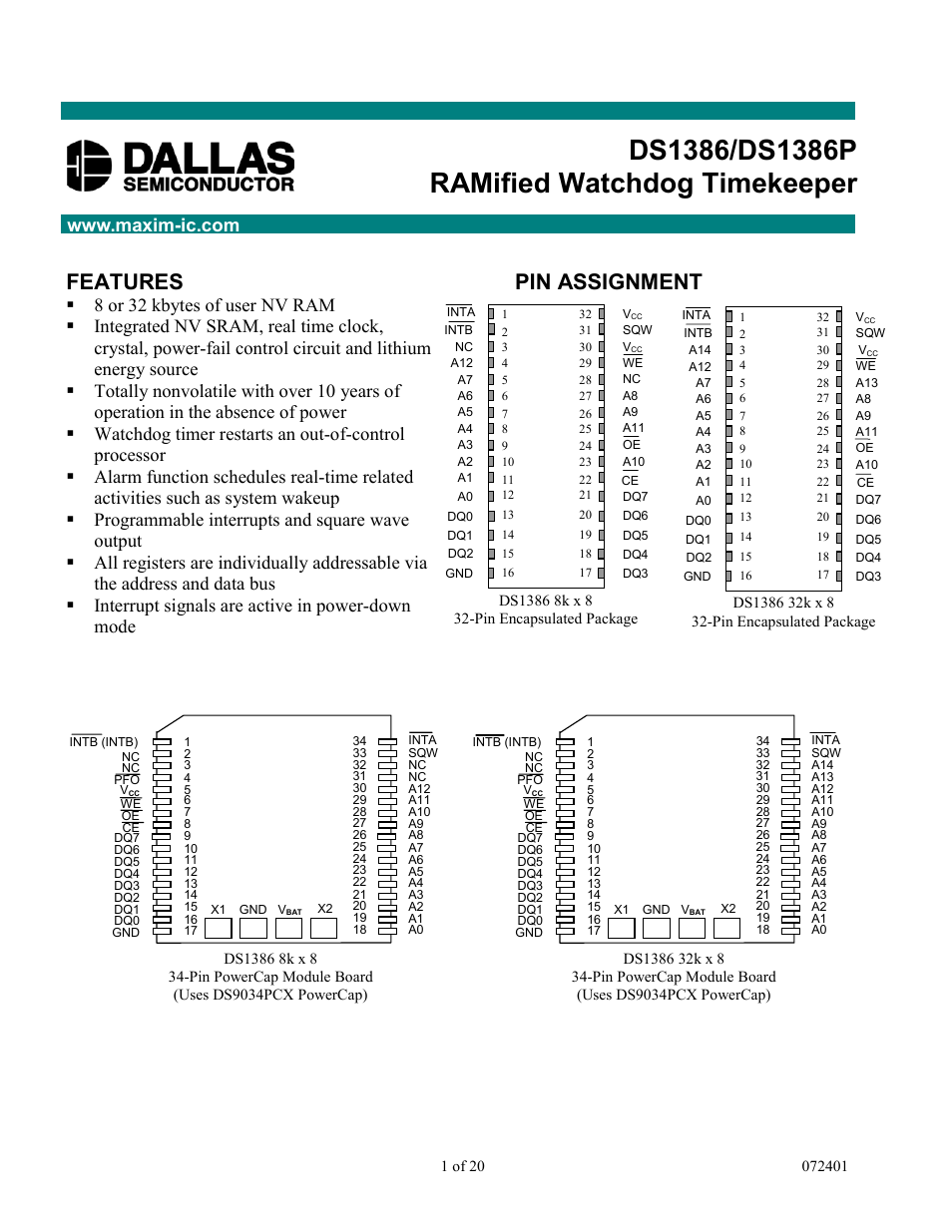 Rainbow Electronics DS1386 User Manual | 20 pages