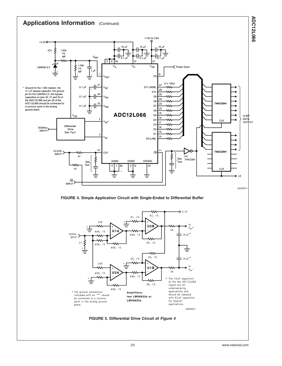 Figure 5. differential drive circuit of, Figure 5, Applications information | Rainbow Electronics ADC12L066 User Manual | Page 23 / 27