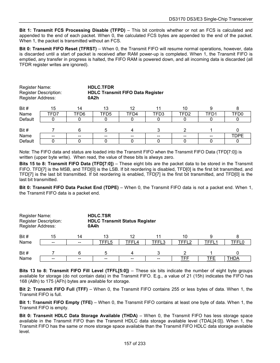 Hdlc.tfdr, Hdlc.tsr | Rainbow Electronics DS3170 User Manual | Page 157 / 233
