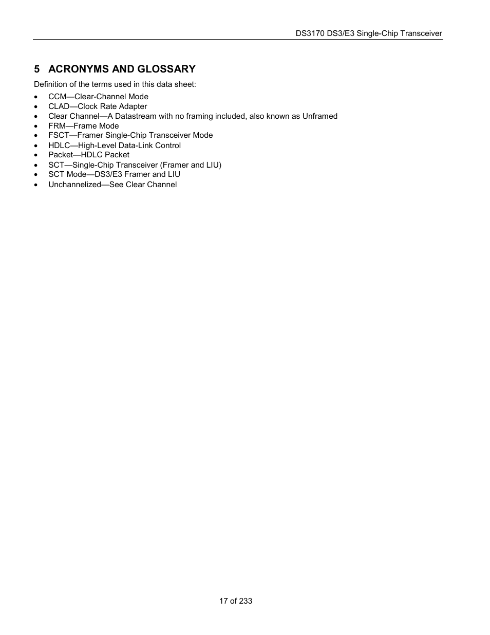 Acronyms and glossary, 5 acronyms and glossary | Rainbow Electronics DS3170 User Manual | Page 17 / 233