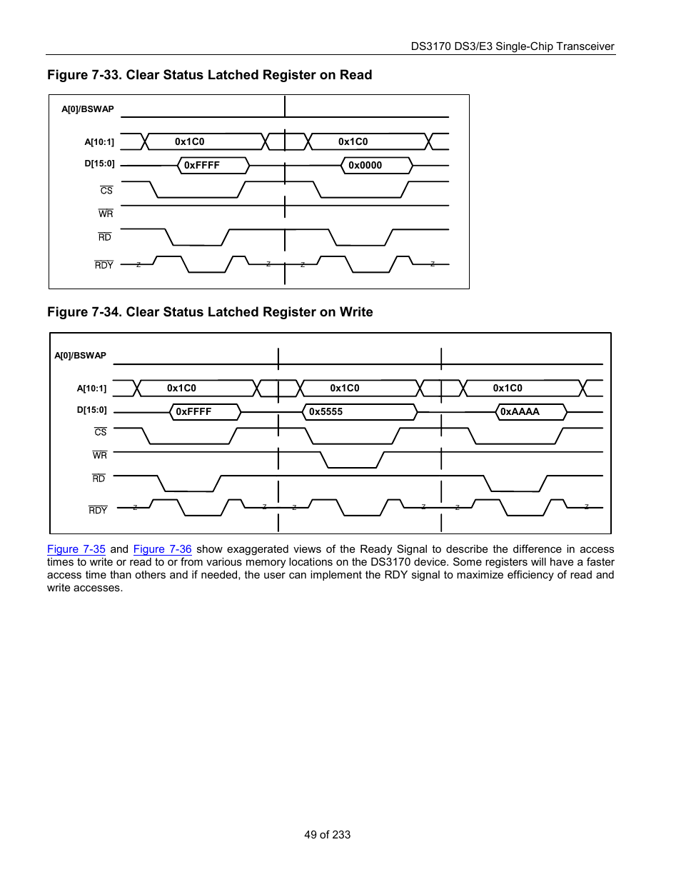 Figure 7-33. clear status latched register on read, Figure 7-33, Figure 7-34 | Rainbow Electronics DS3170 User Manual | Page 49 / 233