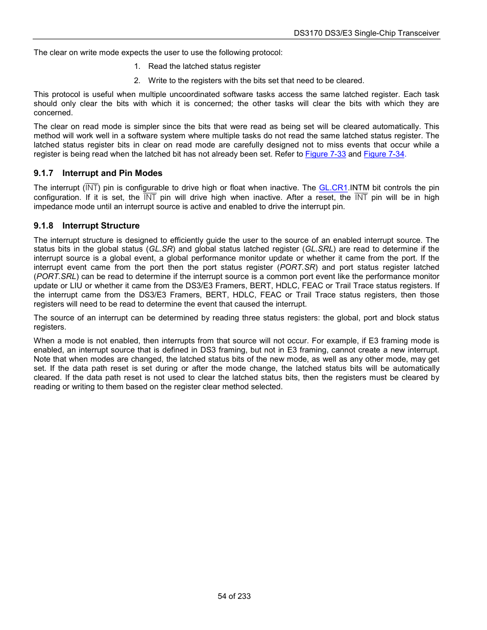 Interrupt and pin modes, Interrupt structure | Rainbow Electronics DS3170 User Manual | Page 54 / 233