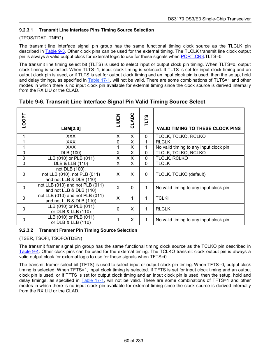 Transmit framer pin timing source selection | Rainbow Electronics DS3170 User Manual | Page 60 / 233