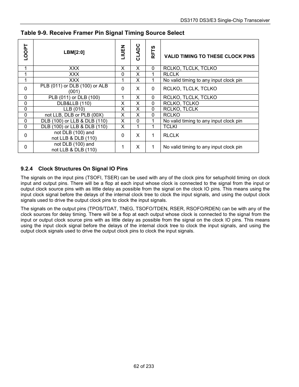 Clock structures on signal io pins | Rainbow Electronics DS3170 User Manual | Page 62 / 233