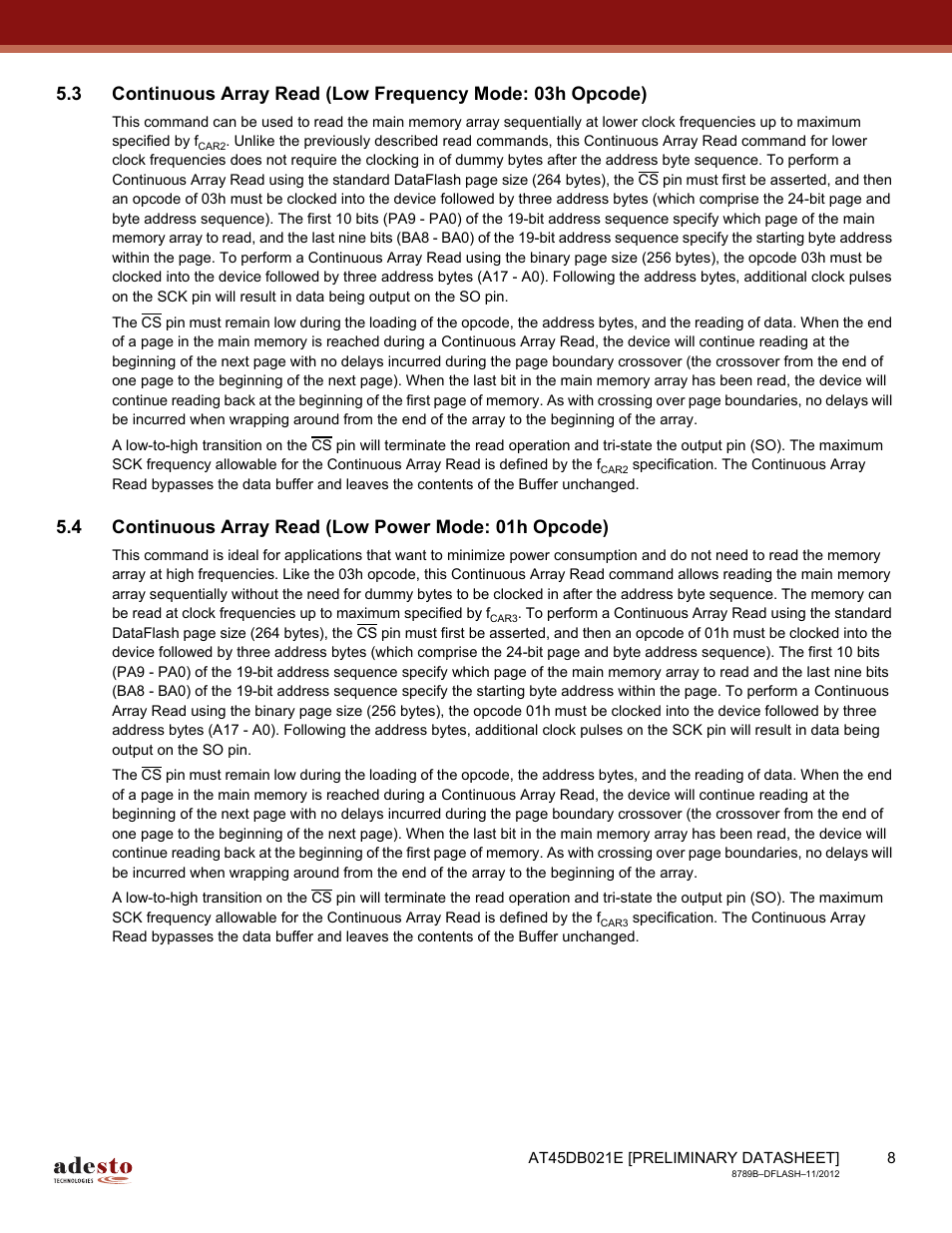 Rainbow Electronics AT45DB021E User Manual | Page 8 / 69