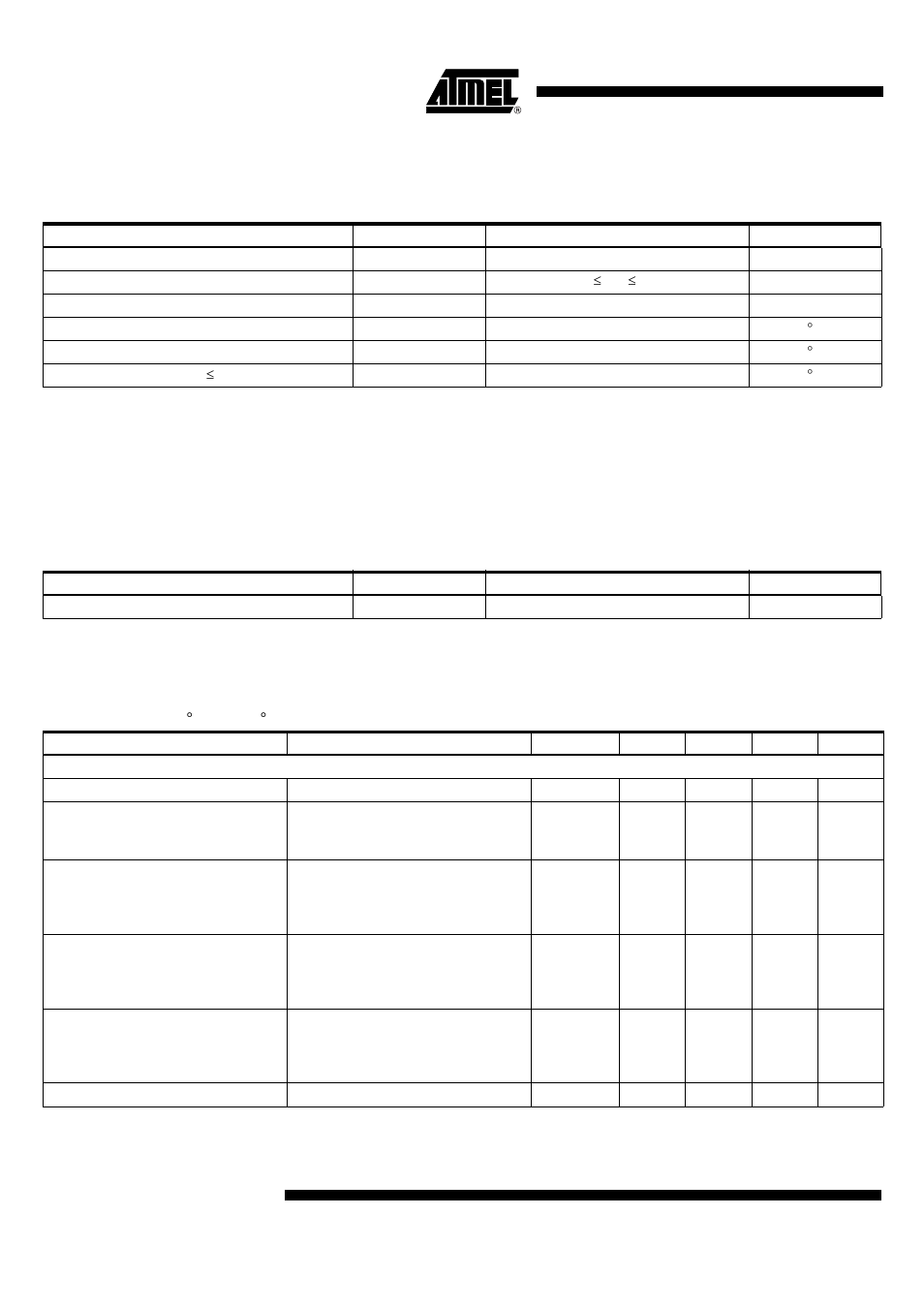 Absolute maximum ratings, Thermal resistance, Dc operating characteristics | Atar862-8 | Rainbow Electronics ATAR862-8 User Manual | Page 94 / 106