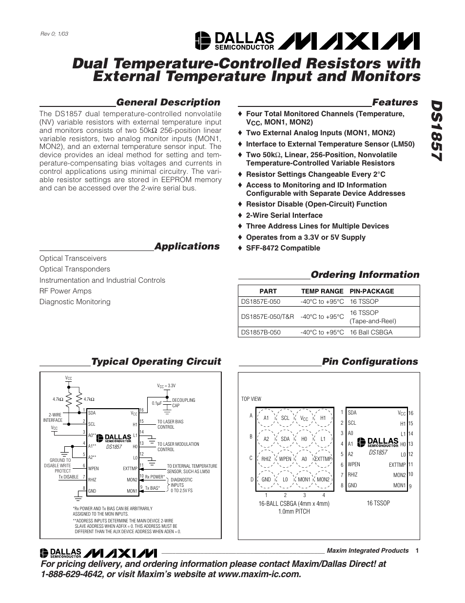 Rainbow Electronics DS1857 User Manual | 22 pages