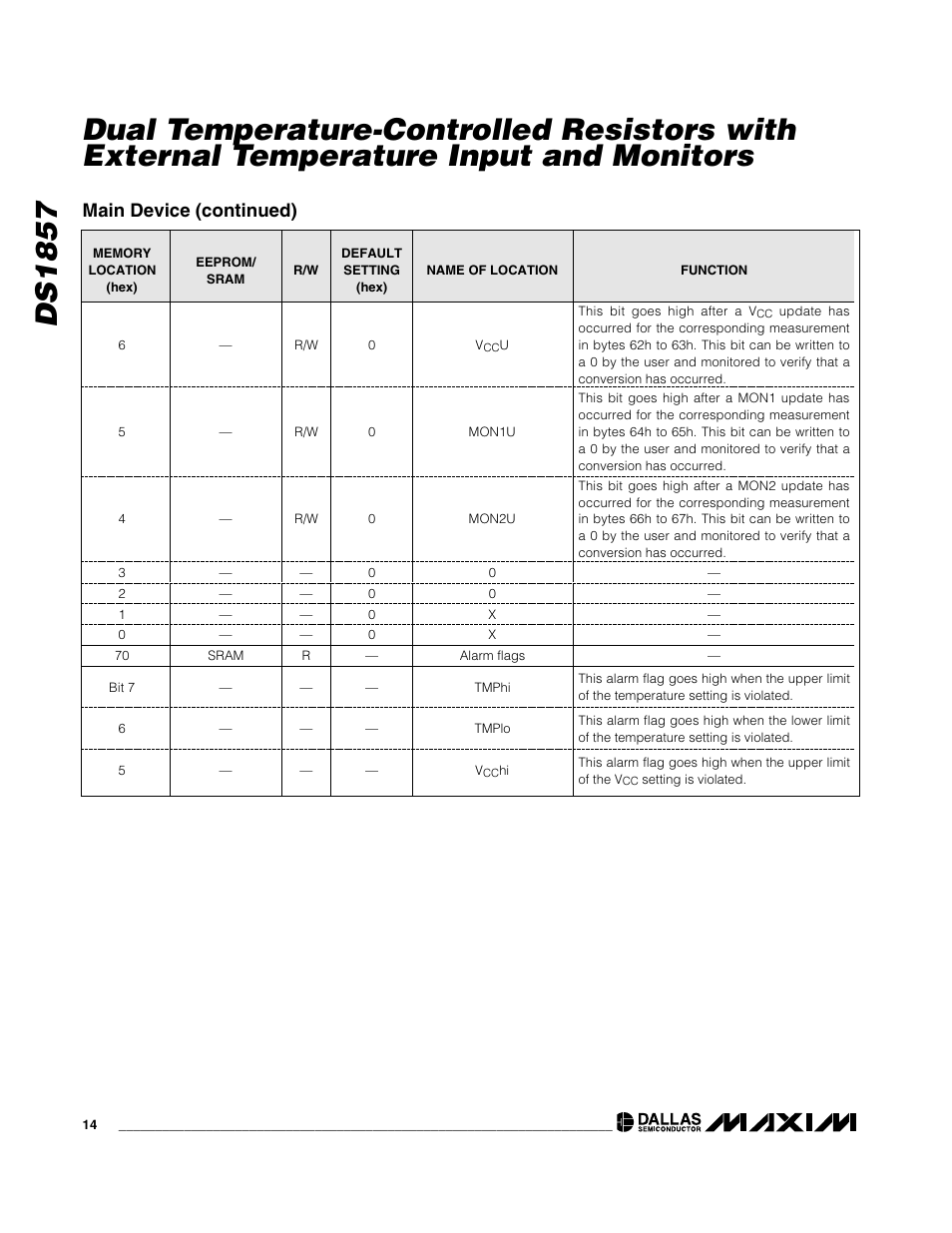 Main device (continued) | Rainbow Electronics DS1857 User Manual | Page 14 / 22