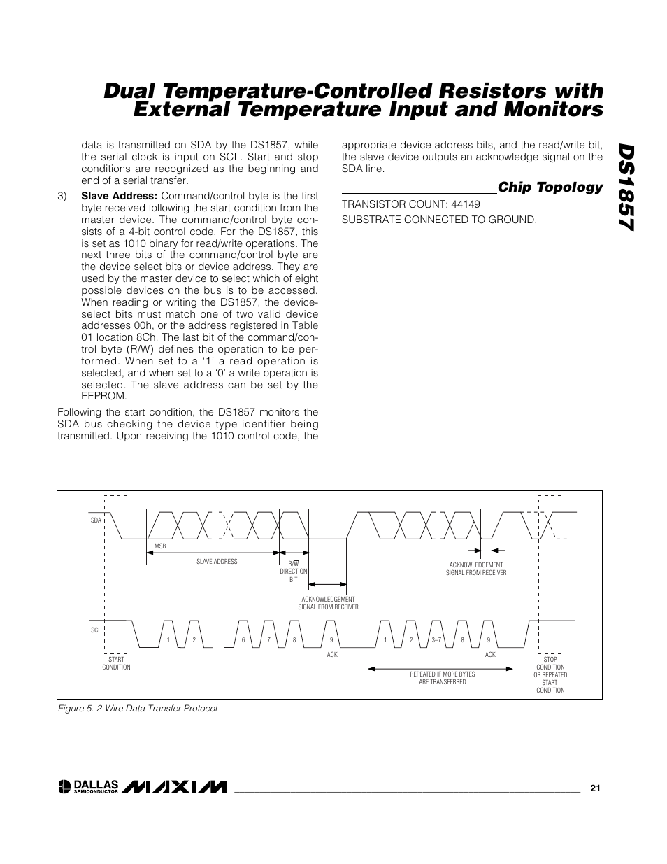 Chip topology | Rainbow Electronics DS1857 User Manual | Page 21 / 22