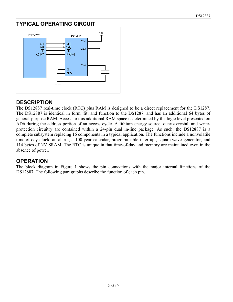 Rainbow Electronics DS12887 User Manual | Page 2 / 19