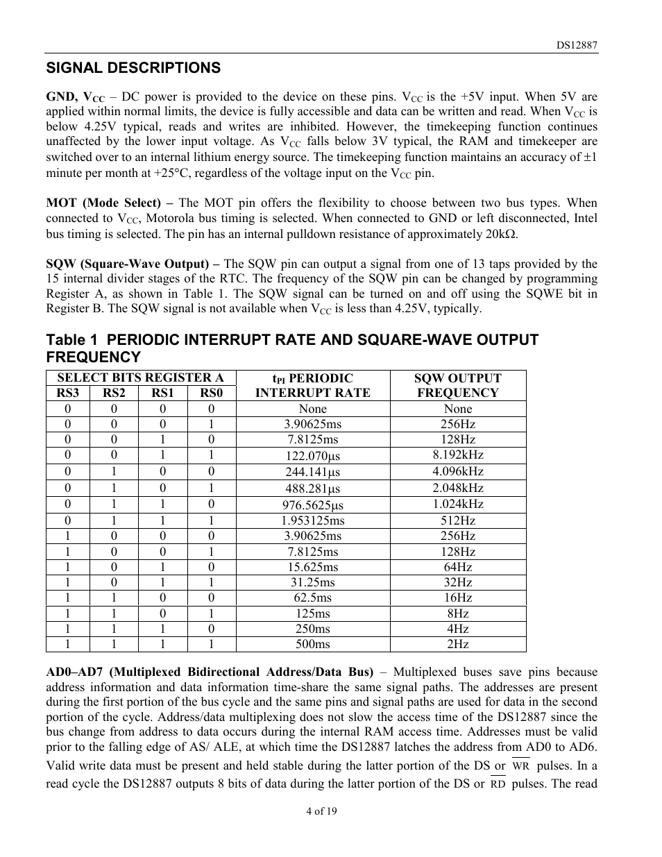 Rainbow Electronics DS12887 User Manual | Page 4 / 19