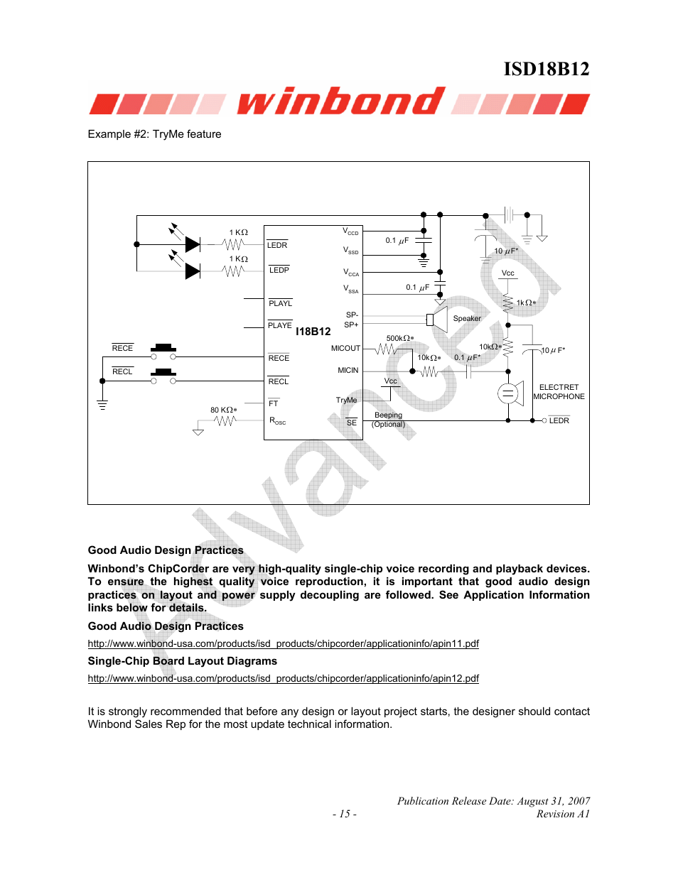 Isd18b12 | Rainbow Electronics ISD18B12 User Manual | Page 15 / 19