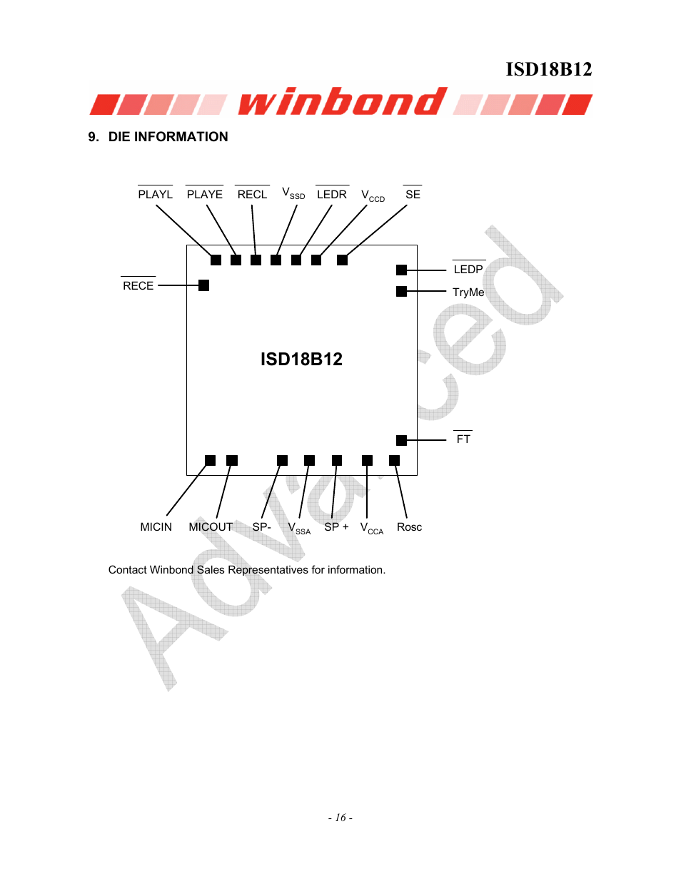 Isd18b12 | Rainbow Electronics ISD18B12 User Manual | Page 16 / 19