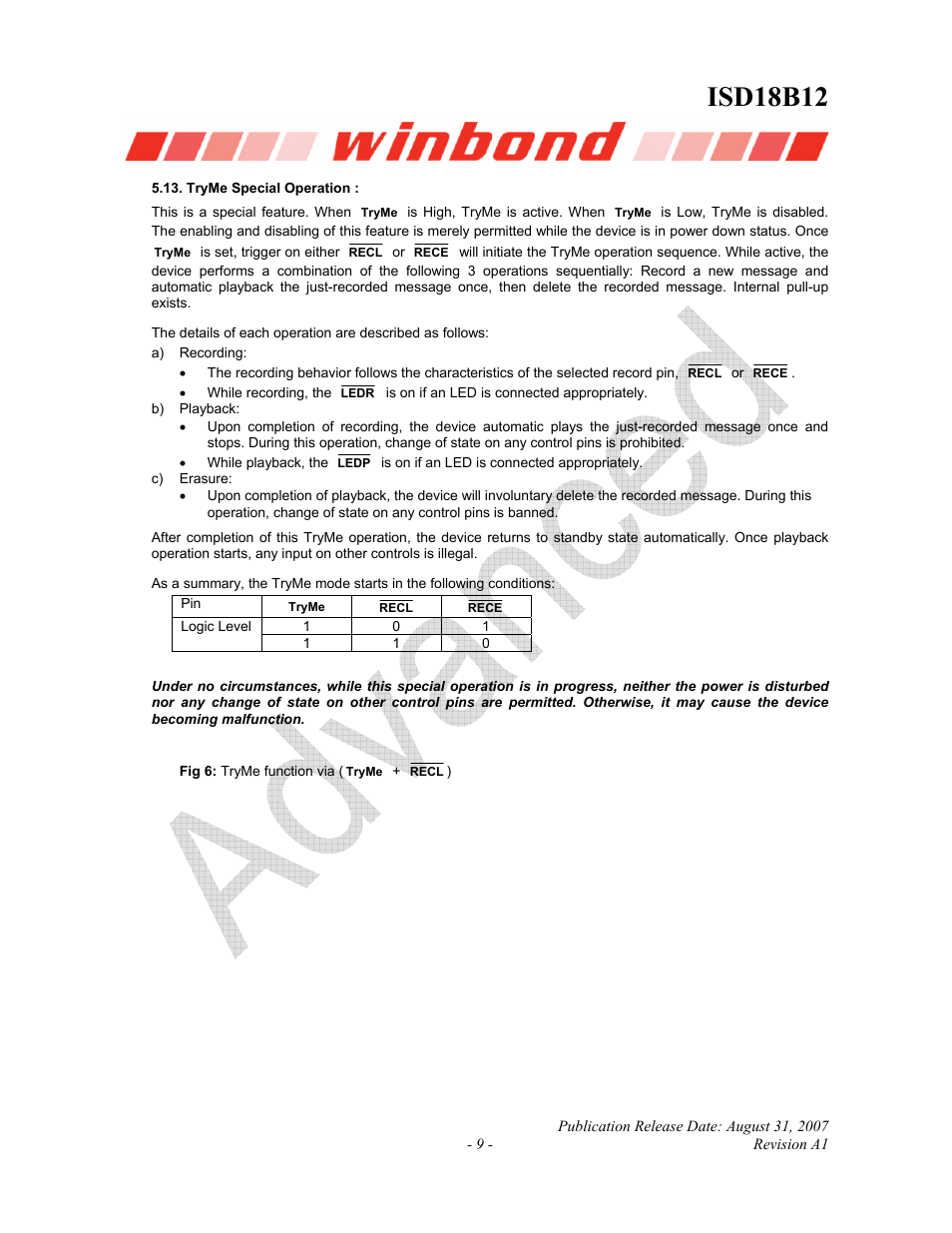 Isd18b12 | Rainbow Electronics ISD18B12 User Manual | Page 9 / 19