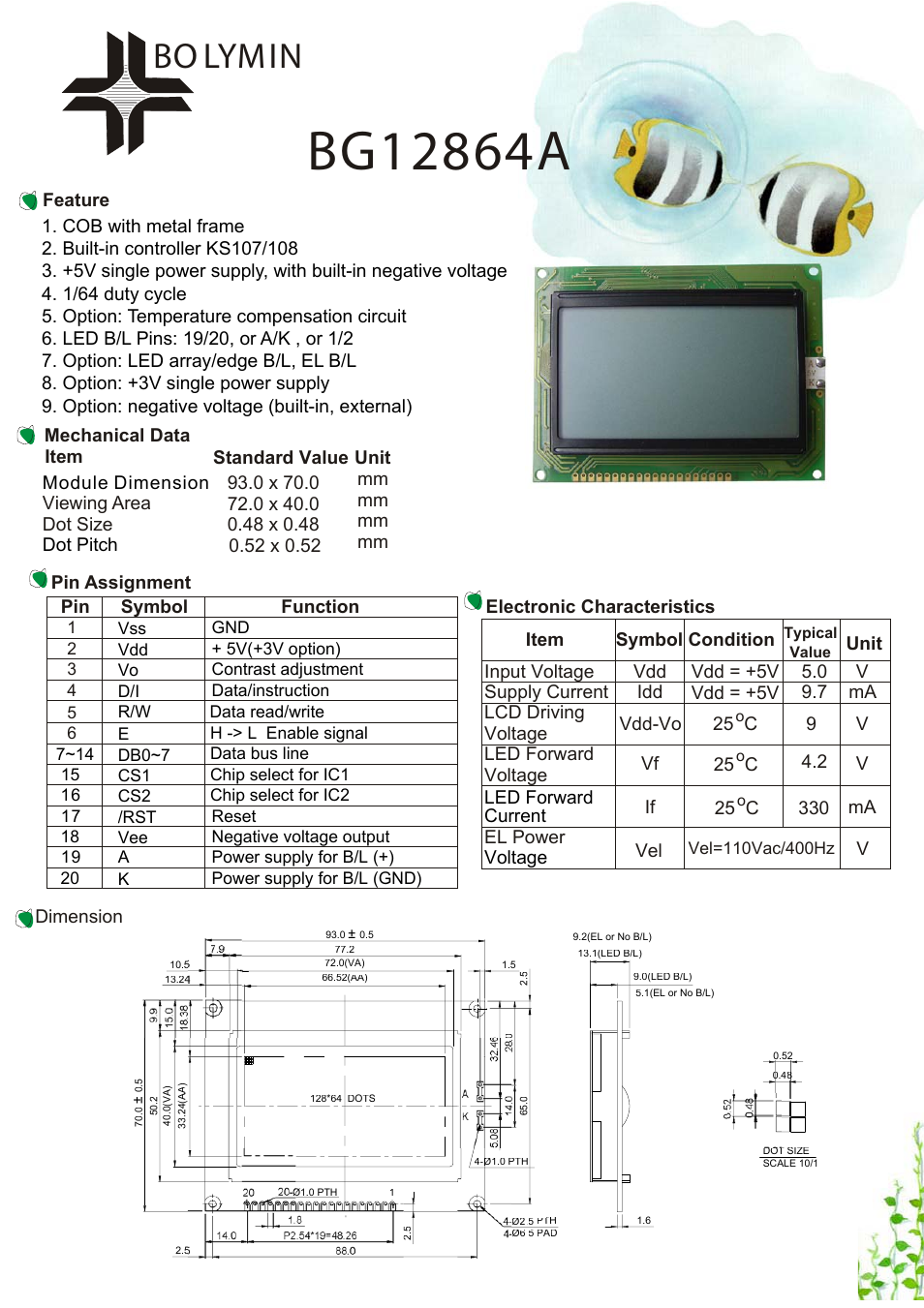 Rainbow Electronics BG12864A User Manual | 1 page