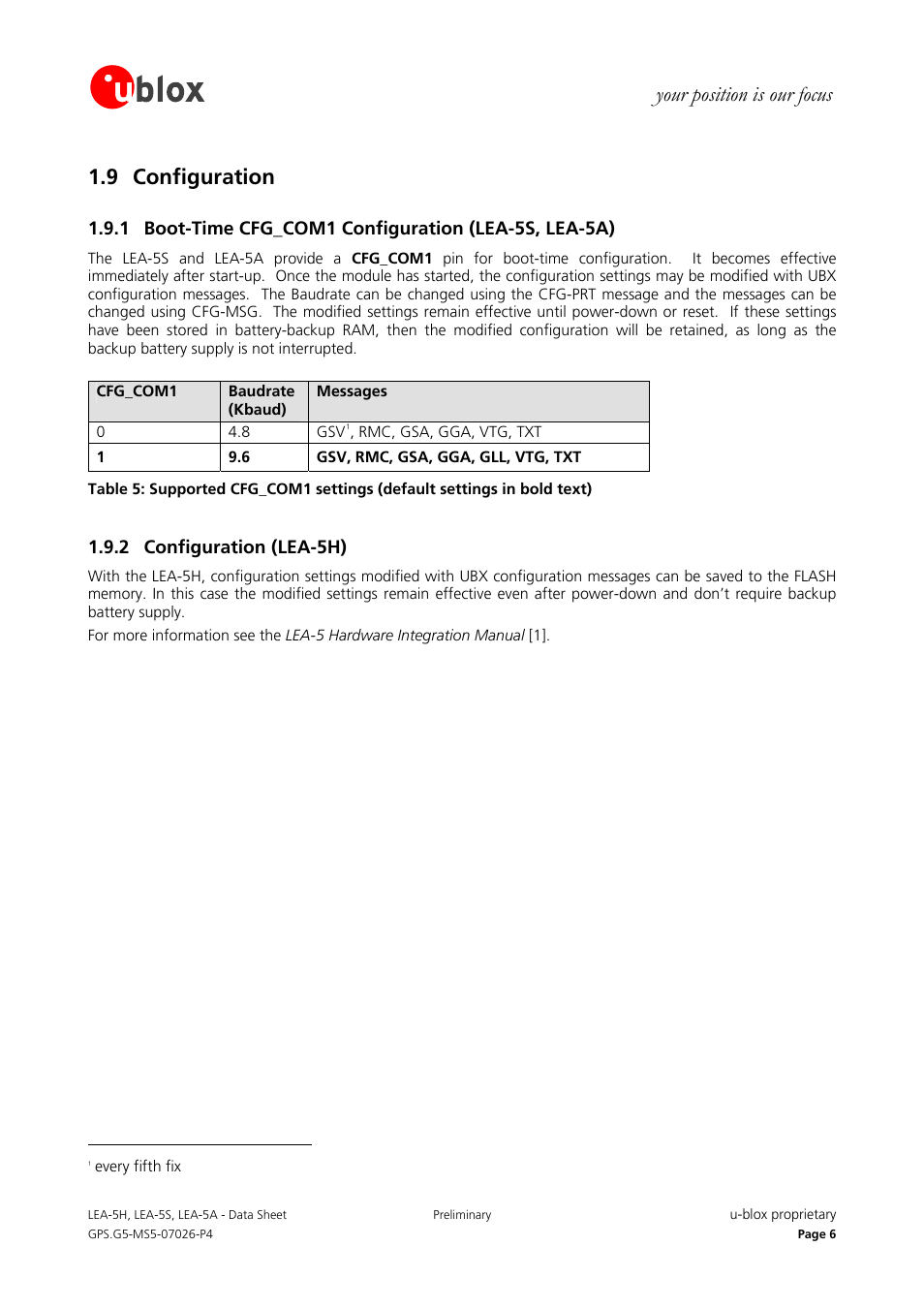 Your position is our focus 1.9 configuration, 2 configuration (lea-5h) | Rainbow Electronics DAB-GPS-C01 User Manual | Page 6 / 15