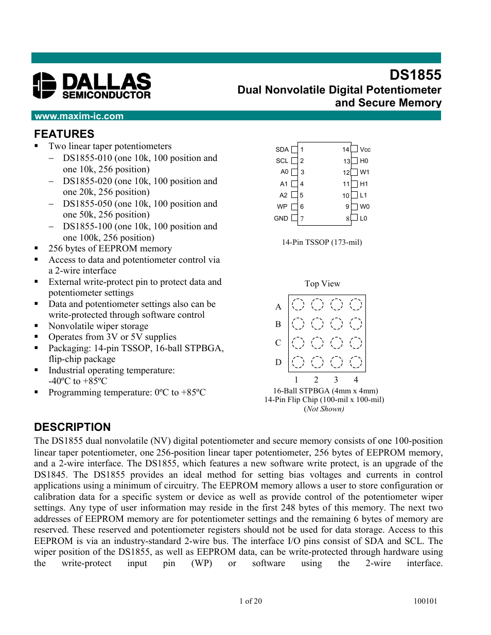 Rainbow Electronics DS1855 User Manual | 20 pages