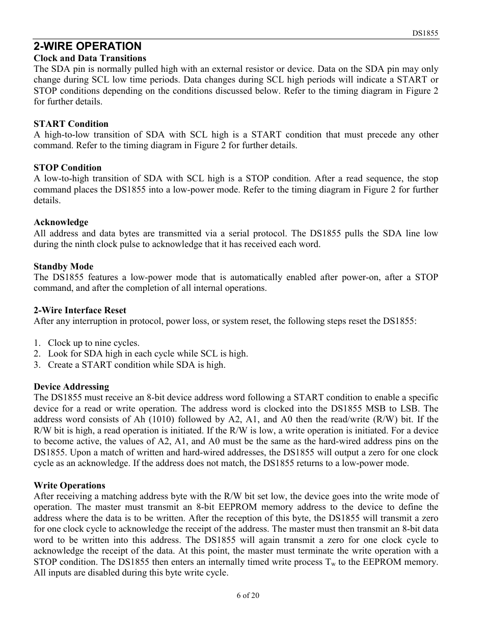 Wire operation | Rainbow Electronics DS1855 User Manual | Page 6 / 20