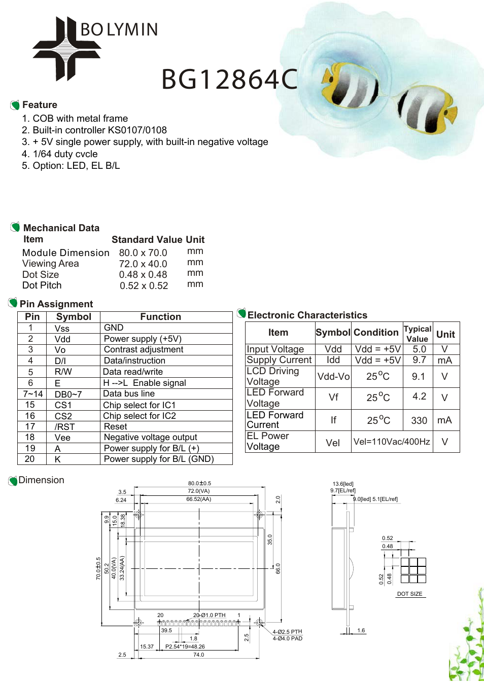 Rainbow Electronics BG12864C User Manual | 1 page