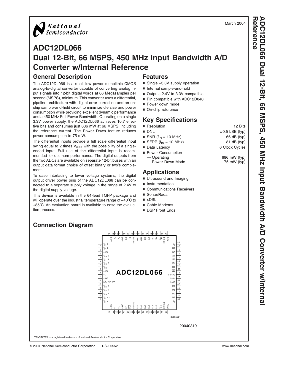 Rainbow Electronics ADC12DL066 User Manual | 23 pages