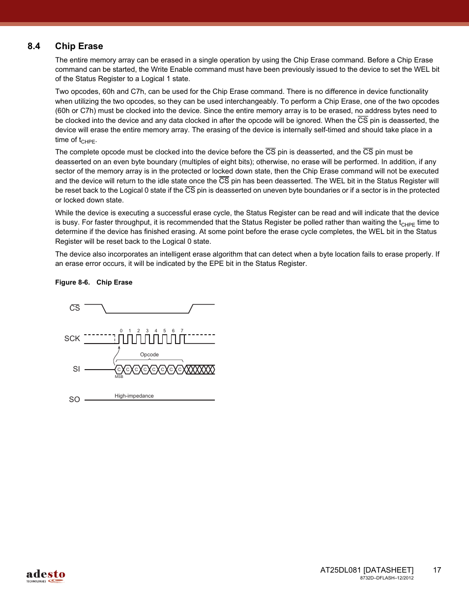 4 chip erase | Rainbow Electronics AT25DL081 User Manual | Page 17 / 58