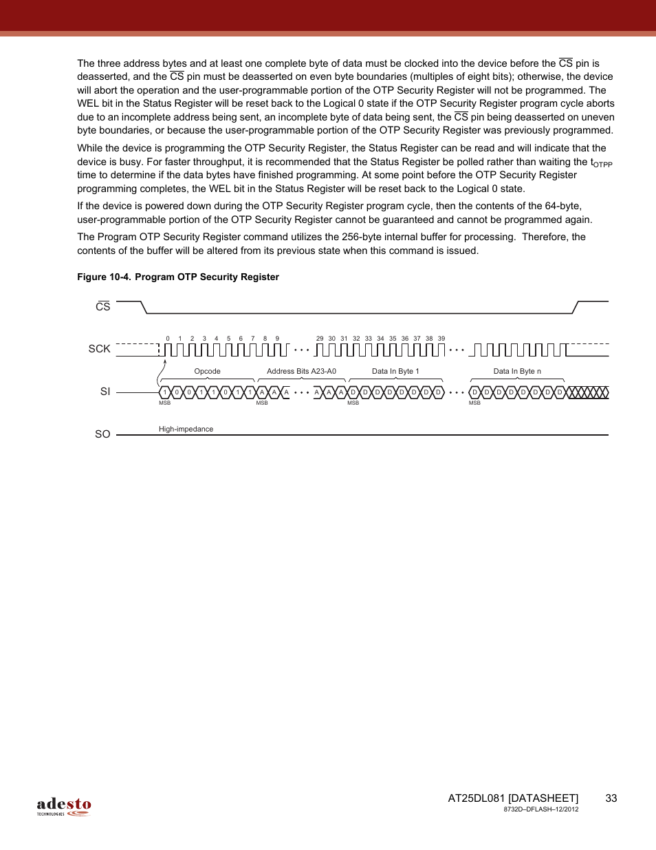 Sck cs si so | Rainbow Electronics AT25DL081 User Manual | Page 33 / 58