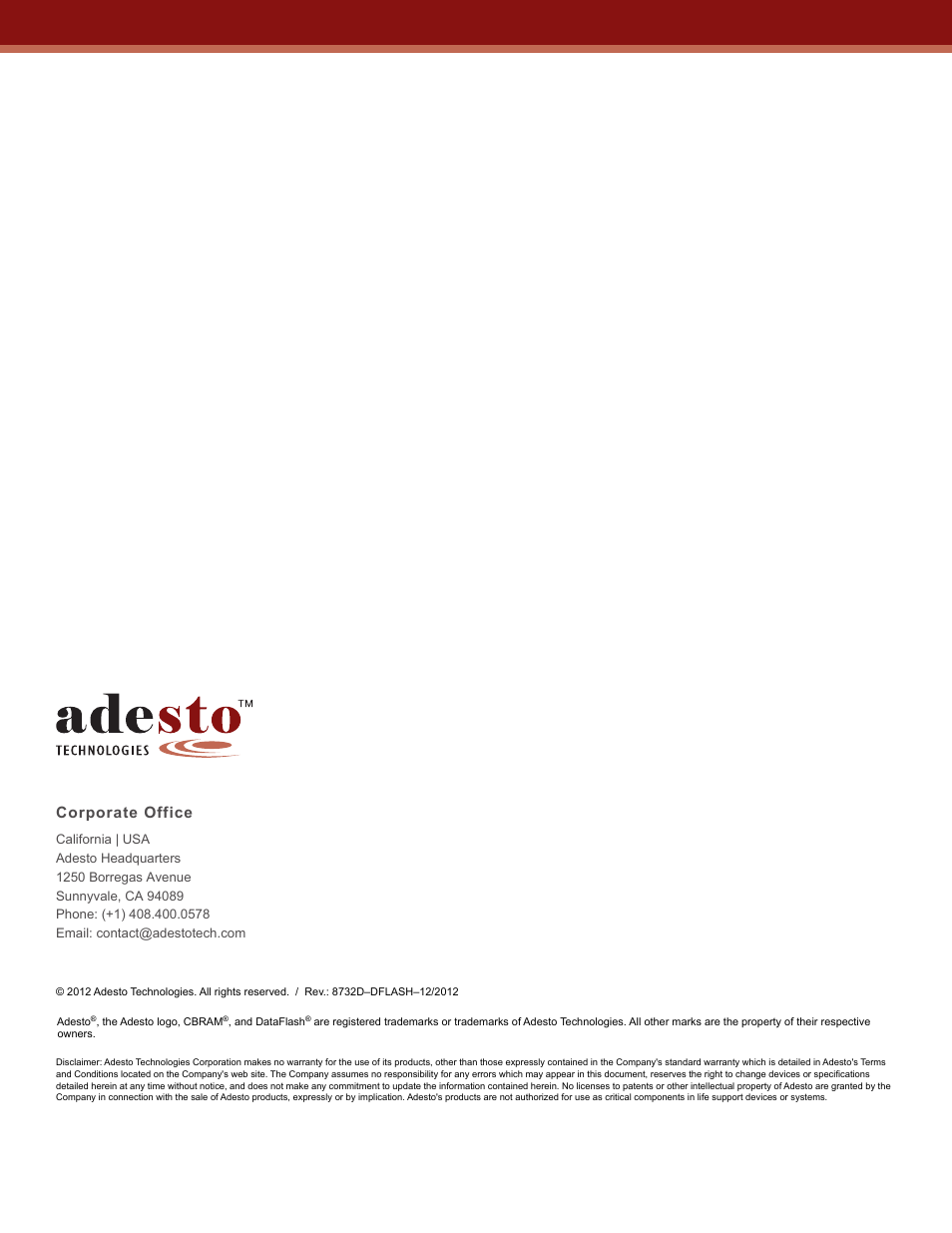 Corporate office | Rainbow Electronics AT25DL081 User Manual | Page 58 / 58