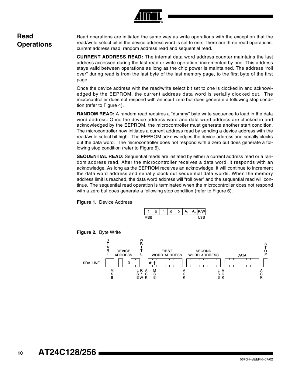 Read operations | Rainbow Electronics AT24C128 User Manual | Page 10 / 21