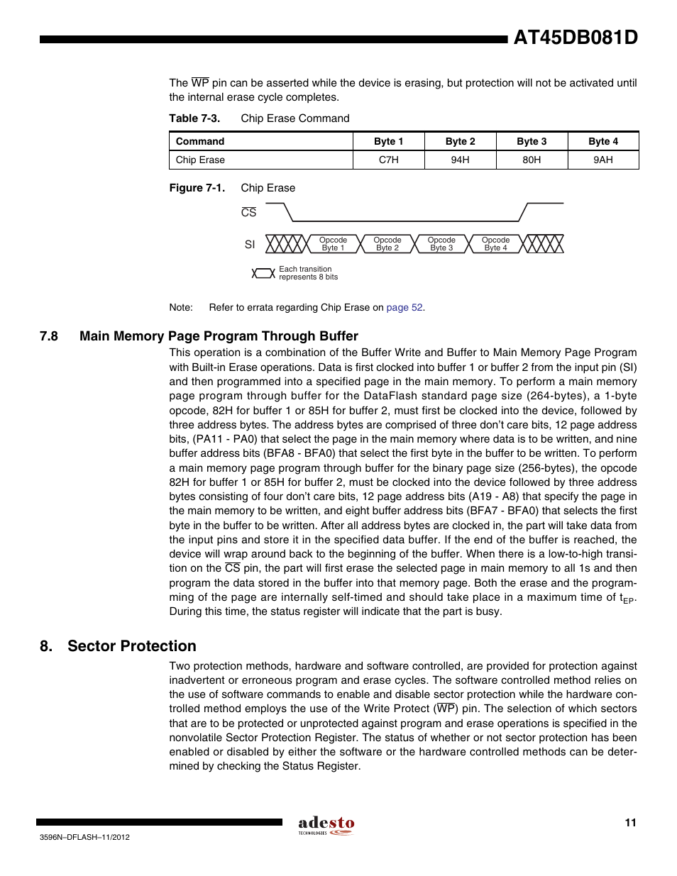 Sector protection | Rainbow Electronics AT45DB081D User Manual | Page 11 / 53
