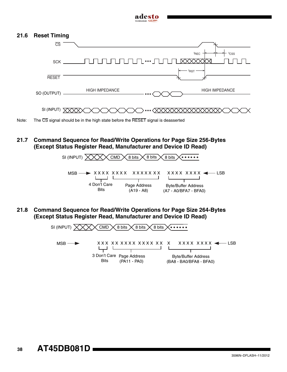 6 reset timing | Rainbow Electronics AT45DB081D User Manual | Page 38 / 53