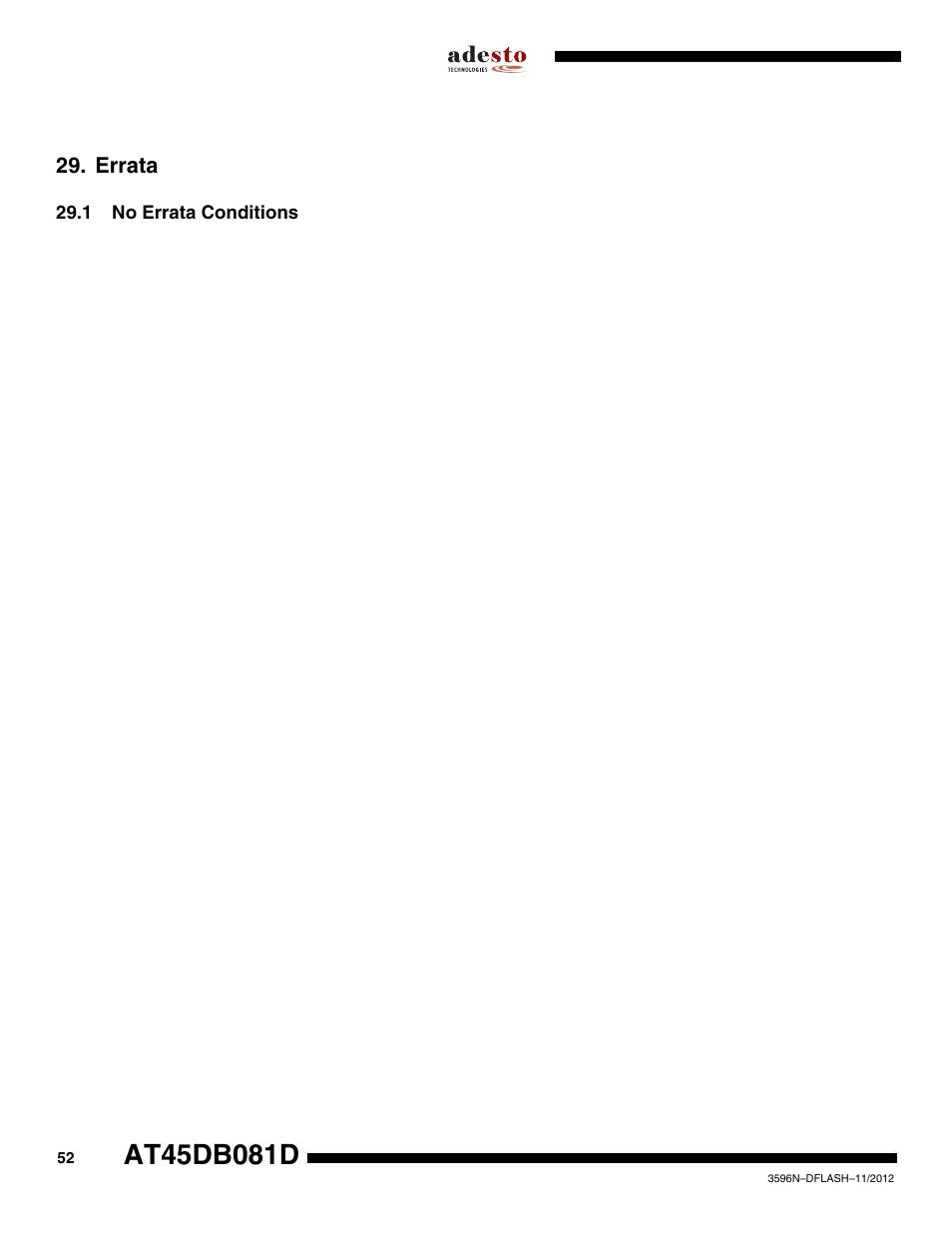 Errata, 1 no errata conditions | Rainbow Electronics AT45DB081D User Manual | Page 52 / 53