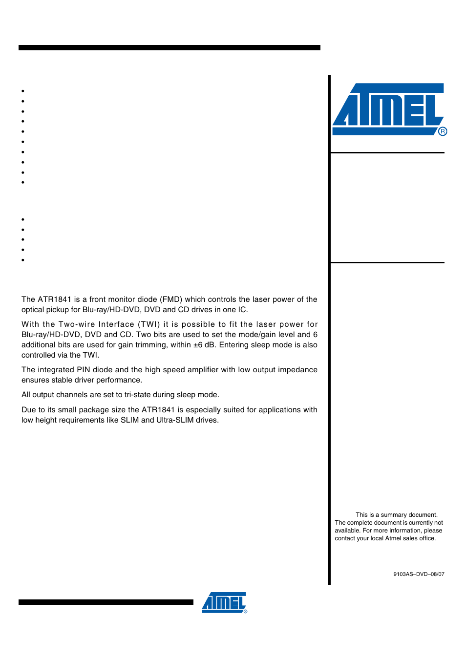 Rainbow Electronics ATR1841 User Manual | 8 pages