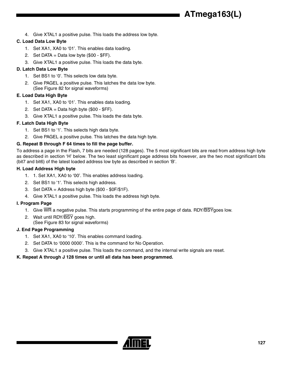 Atmega163(l) | Rainbow Electronics ATmega163L User Manual | Page 127 / 156