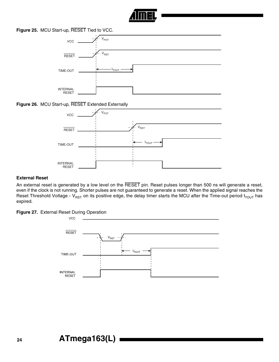 External reset, Atmega163(l) | Rainbow Electronics ATmega163L User Manual | Page 24 / 156